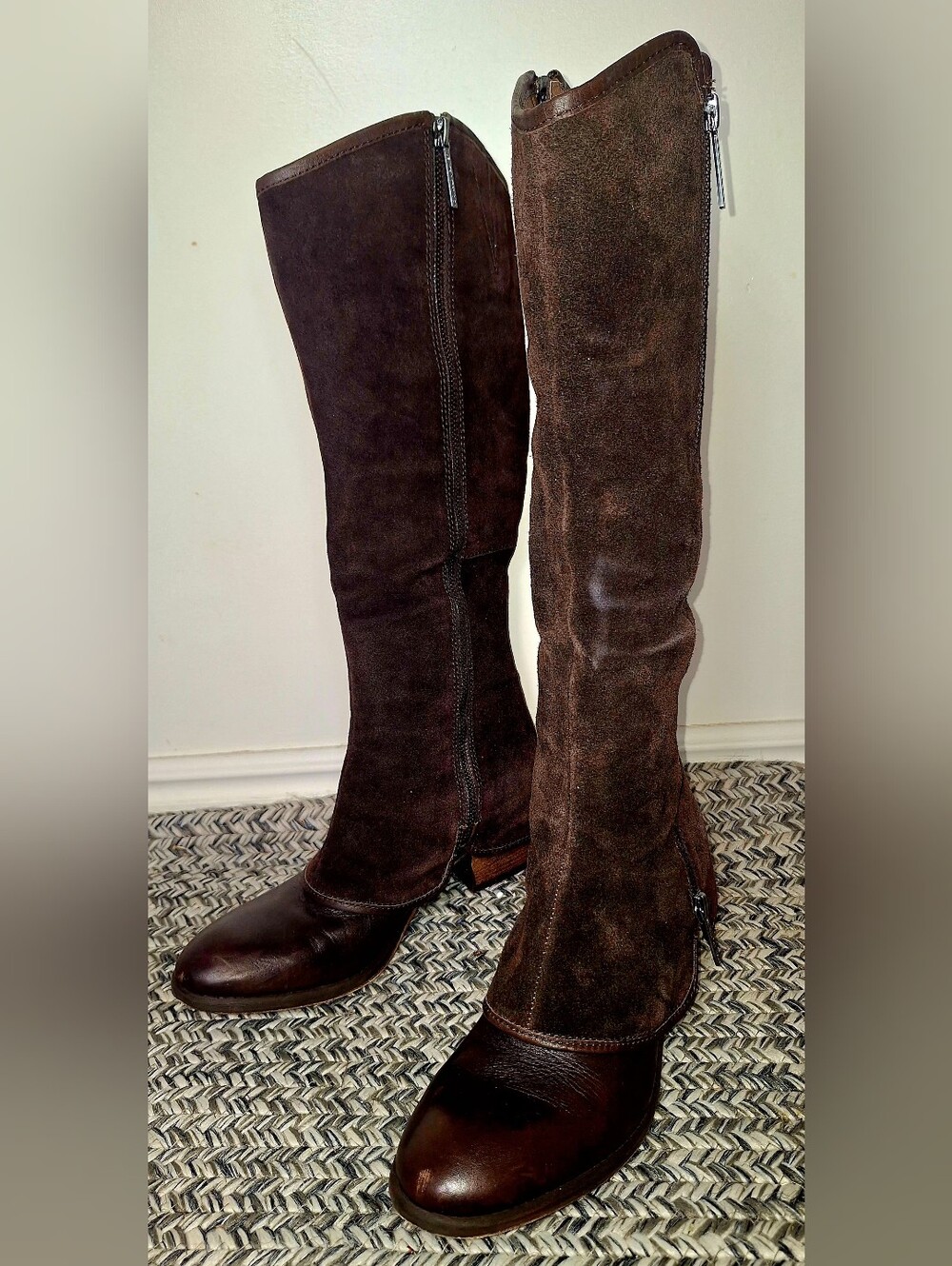 Donald J. Pliner Brown Suede & Leather -Knee Boots Size 7M